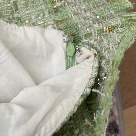 House of Harlow 1960 Tweed Green & Gold Mini Dress Size M - Picture 10 of 13